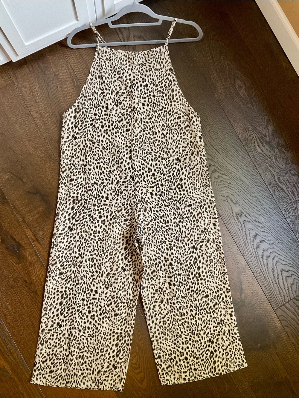 Lumiere Beige and Black Animal Print Cropped Jumpsuit Small  NWOT